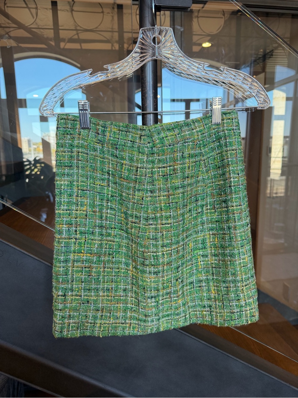 Rare Vintage J. Crew Green Tweed Mini Skirt